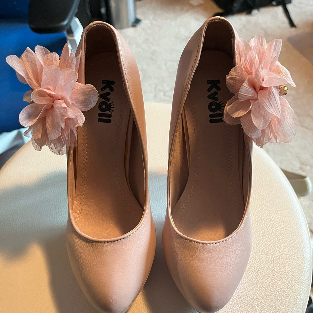 Blush Pink Floral Women's Heels